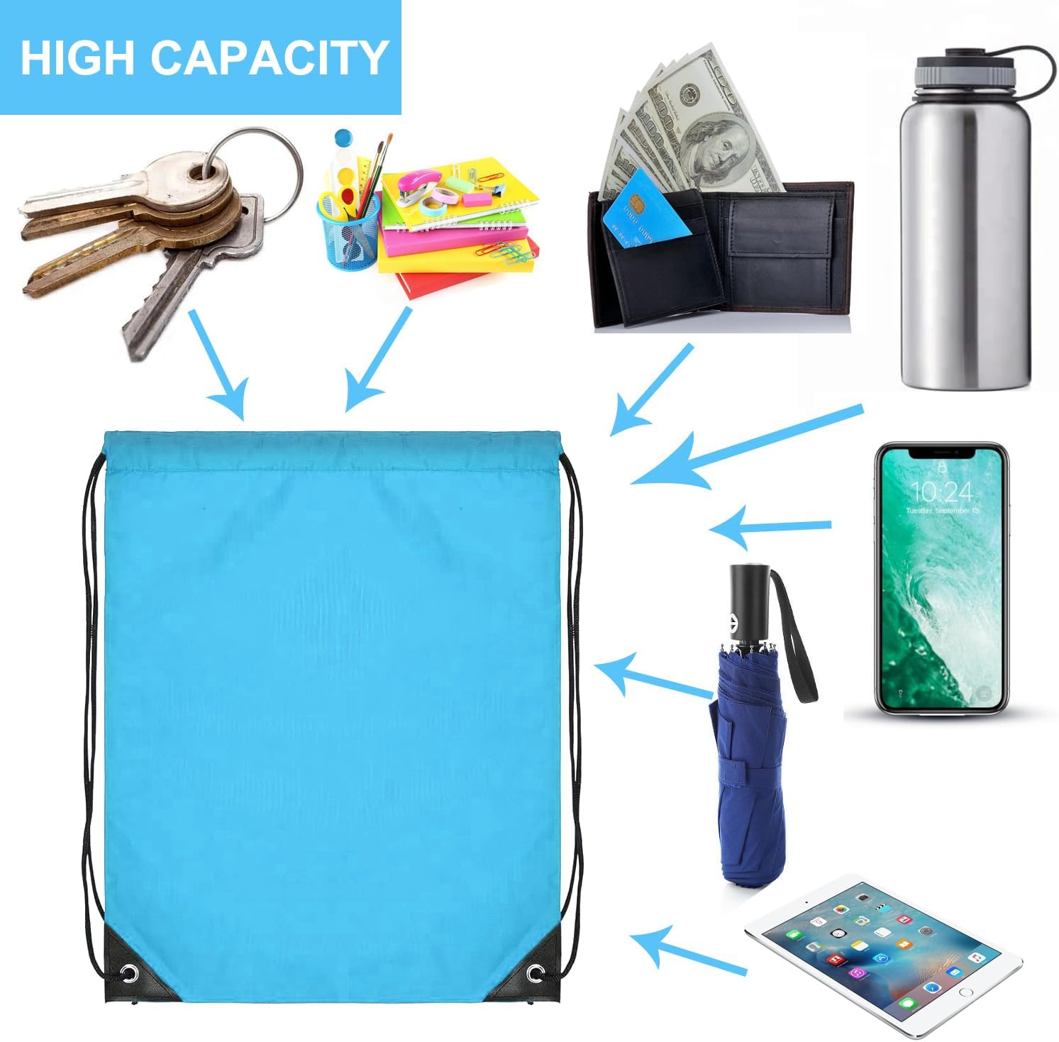 120PCS Drawstring Backpack Bul - Outdoor Sport Gym incelemesi ve fiyatı